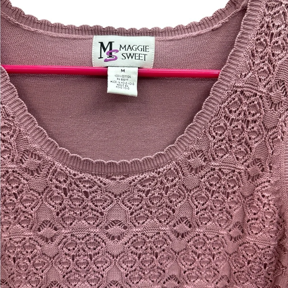 Vintage Cotton Maggie Sweet Sleeveless Knit Scalloped Scoop Neck Top Womens M
